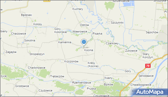 mapa Kocina, Kocina gmina Opatowiec na mapie Targeo