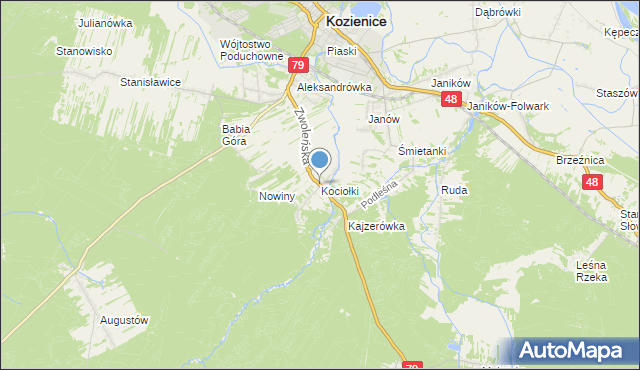 mapa Kociołki, Kociołki gmina Kozienice na mapie Targeo