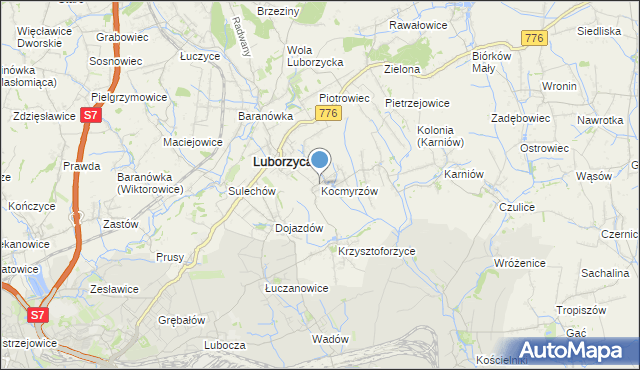 mapa Kocmyrzów, Kocmyrzów na mapie Targeo