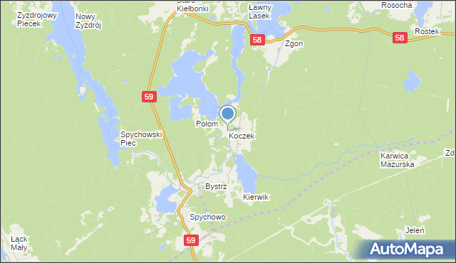 mapa Koczek, Koczek na mapie Targeo