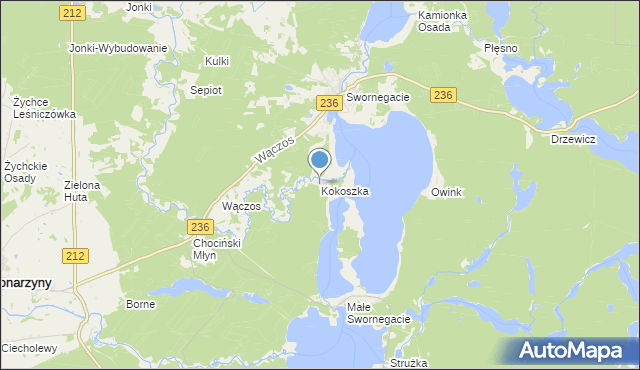 mapa Kokoszka, Kokoszka gmina Chojnice na mapie Targeo