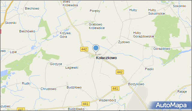 mapa Kołaczkowo, Kołaczkowo powiat wrzesiński na mapie Targeo
