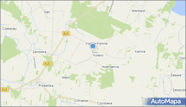mapa Kolano, Kolano gmina Jabłoń na mapie Targeo