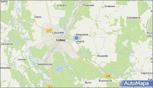 mapa Kołdrąb, Kołdrąb gmina Łobez na mapie Targeo