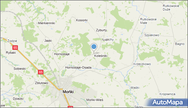 mapa Koleśniki, Koleśniki gmina Mońki na mapie Targeo