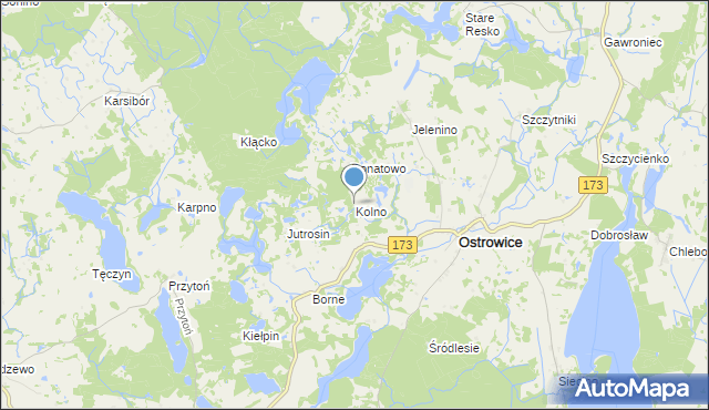 mapa Kolno, Kolno gmina Ostrowice na mapie Targeo