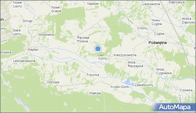 mapa Kolno, Kolno gmina Poświętne na mapie Targeo