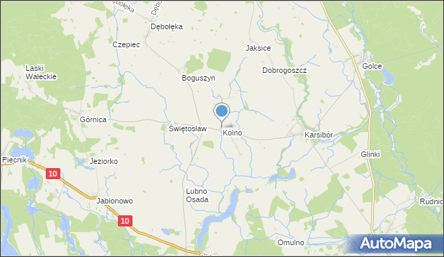 mapa Kolno, Kolno gmina Wałcz na mapie Targeo