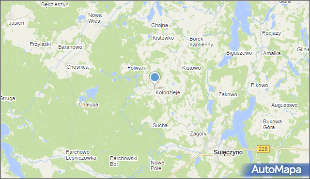 mapa Kołodzieje, Kołodzieje gmina Sulęczyno na mapie Targeo