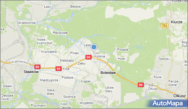 mapa Kolonia, Kolonia gmina Bolesław na mapie Targeo