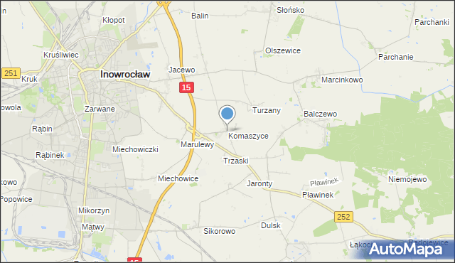 mapa Komaszyce, Komaszyce gmina Inowrocław na mapie Targeo