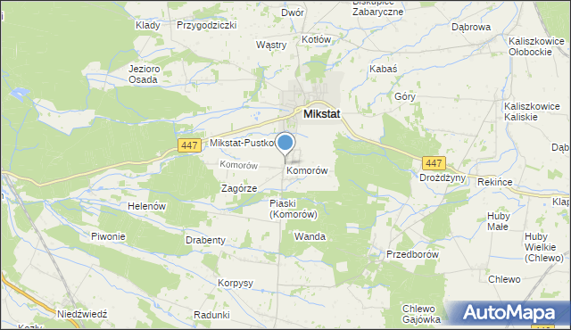 mapa Komorów, Komorów gmina Mikstat na mapie Targeo