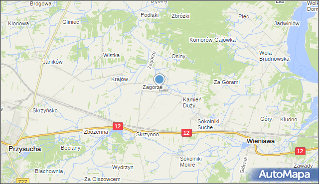 mapa Komorów, Komorów gmina Wieniawa na mapie Targeo