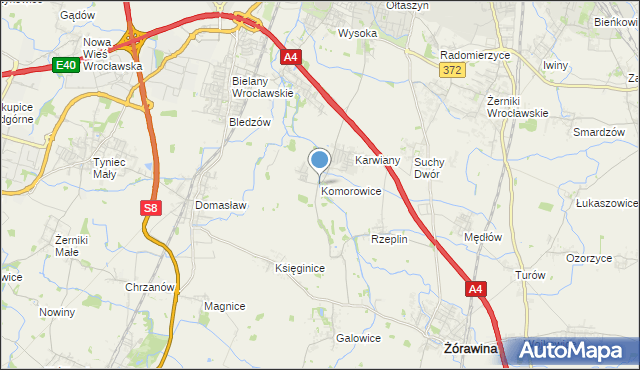 mapa Komorowice, Komorowice gmina Żórawina na mapie Targeo