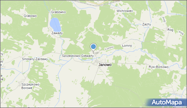 mapa Komorowo, Komorowo gmina Janowo na mapie Targeo