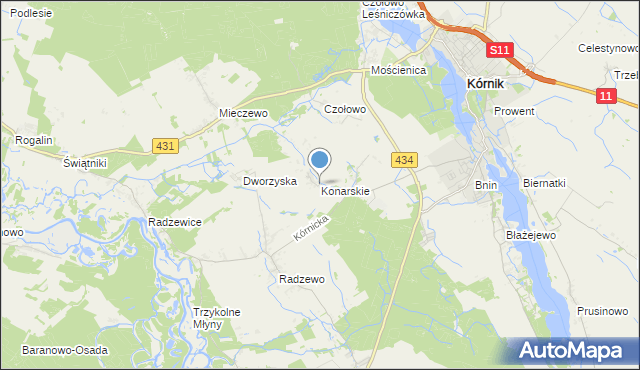 mapa Konarskie, Konarskie gmina Kórnik na mapie Targeo