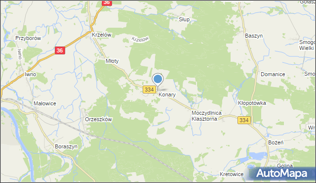 mapa Konary, Konary gmina Wińsko na mapie Targeo
