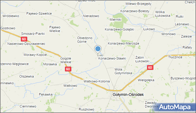 mapa Konarzewo-Sławki, Konarzewo-Sławki na mapie Targeo