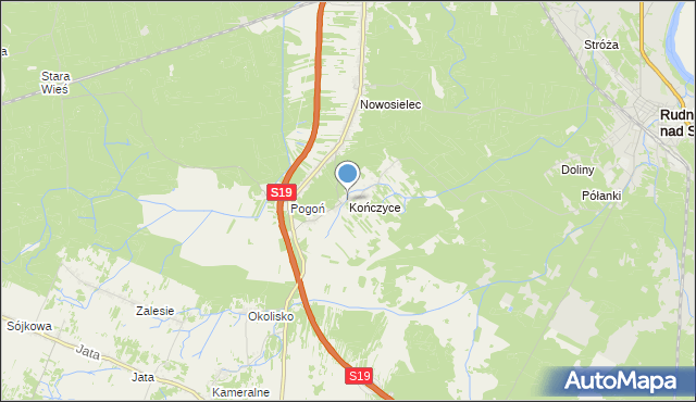 mapa Kończyce, Kończyce gmina Nisko na mapie Targeo