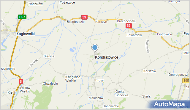 mapa Kondratowice, Kondratowice na mapie Targeo