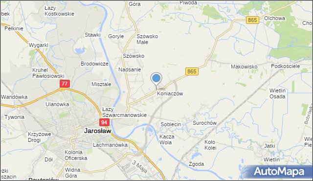 mapa Koniaczów, Koniaczów na mapie Targeo