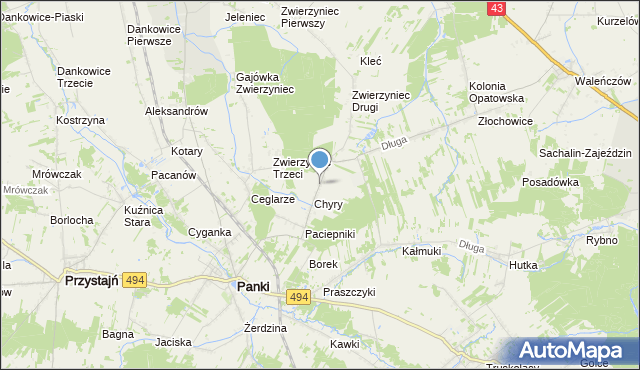 mapa Konieczki, Konieczki gmina Panki na mapie Targeo