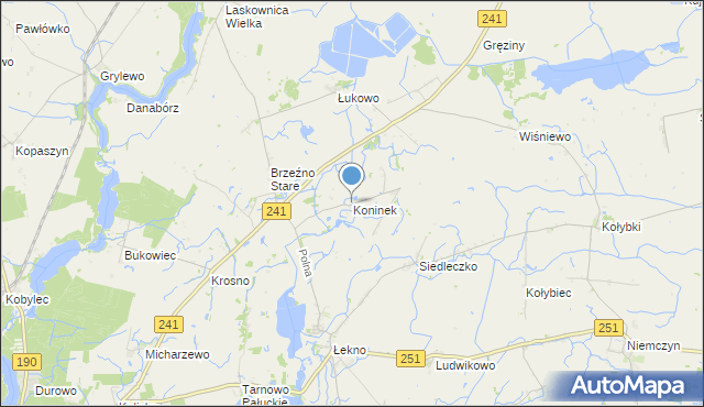 mapa Koninek, Koninek gmina Wągrowiec na mapie Targeo