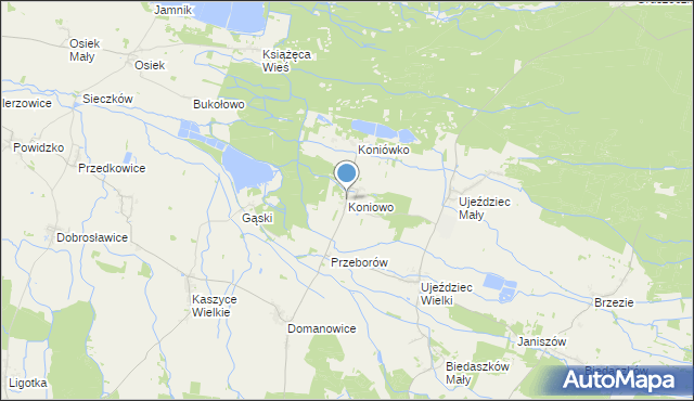 mapa Koniowo, Koniowo gmina Trzebnica na mapie Targeo