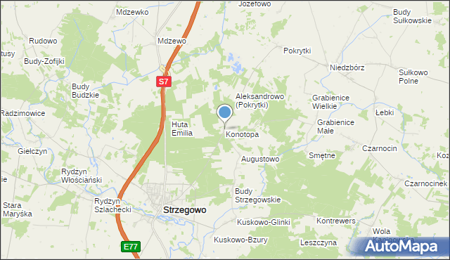 mapa Konotopa, Konotopa gmina Strzegowo na mapie Targeo