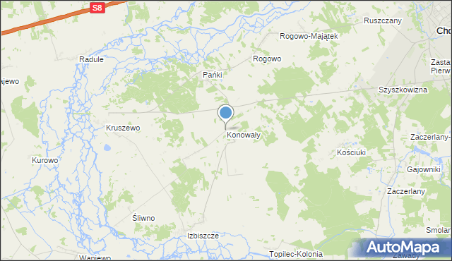 mapa Konowały, Konowały na mapie Targeo