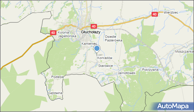 mapa Konradów, Konradów gmina Głuchołazy na mapie Targeo