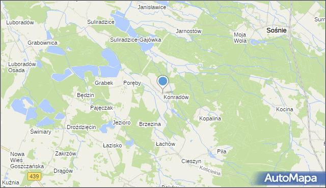 mapa Konradów, Konradów gmina Sośnie na mapie Targeo