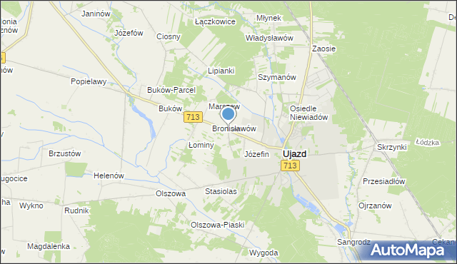 mapa Konstancin, Konstancin gmina Ujazd na mapie Targeo