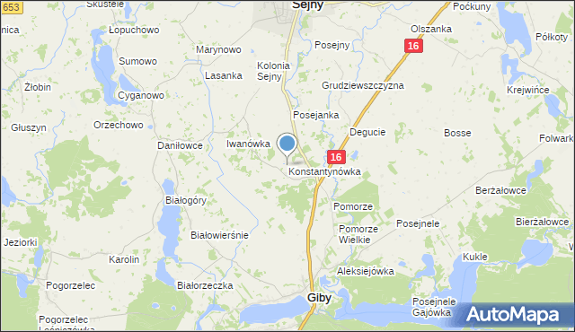 mapa Konstantynówka, Konstantynówka gmina Giby na mapie Targeo