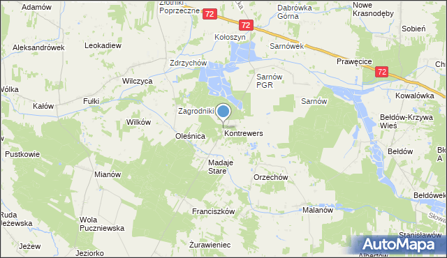 mapa Kontrewers, Kontrewers gmina Dalików na mapie Targeo