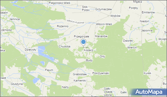 mapa Kopacz, Kopacz gmina Błaszki na mapie Targeo