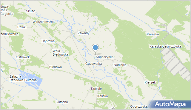 mapa Kopaczyska, Kopaczyska gmina Baranowo na mapie Targeo