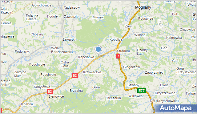 mapa Kopalanka, Kopalanka na mapie Targeo