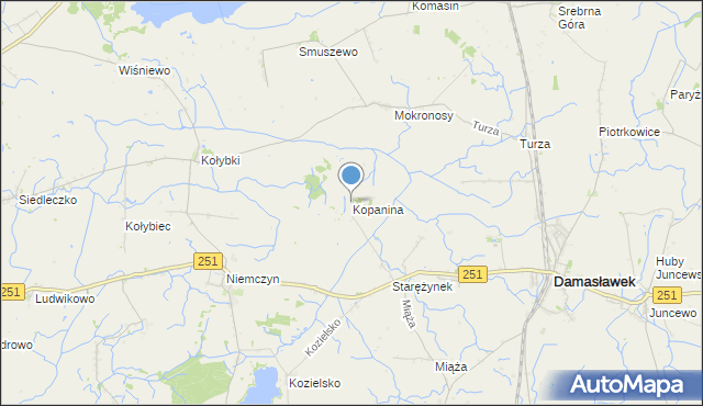 mapa Kopanina, Kopanina gmina Damasławek na mapie Targeo