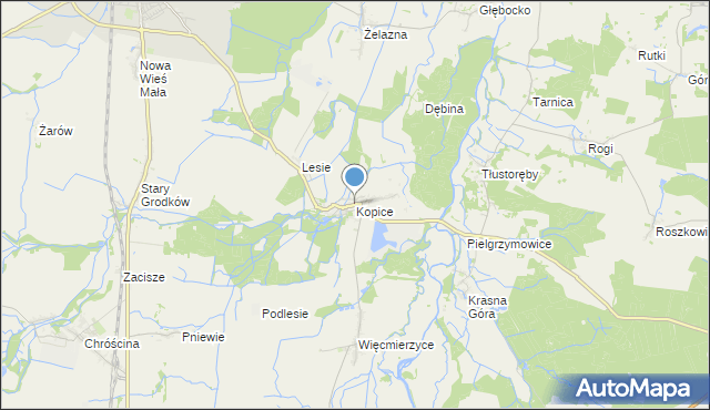mapa Kopice, Kopice gmina Grodków na mapie Targeo