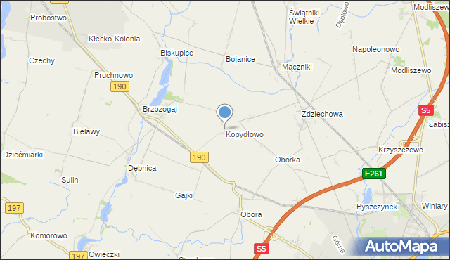 mapa Kopydłowo, Kopydłowo gmina Kłecko na mapie Targeo