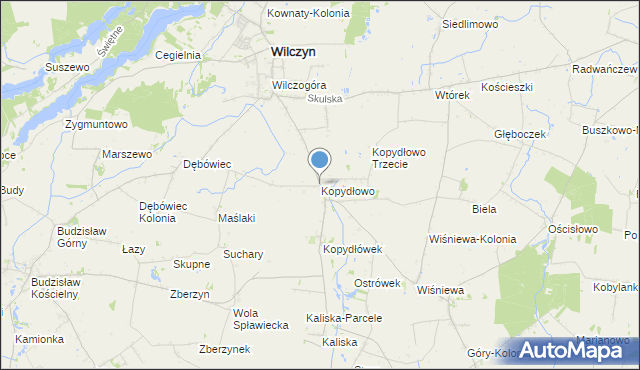mapa Kopydłowo, Kopydłowo gmina Wilczyn na mapie Targeo