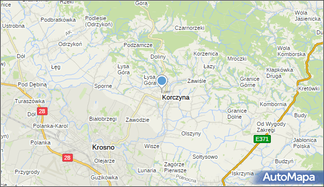mapa Korczyna, Korczyna powiat krośnieński na mapie Targeo