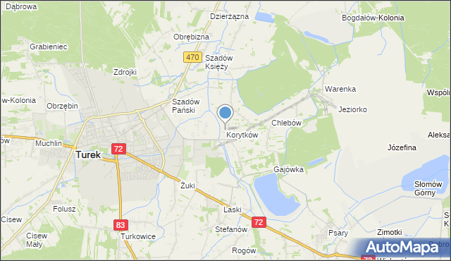 mapa Korytków, Korytków gmina Turek na mapie Targeo