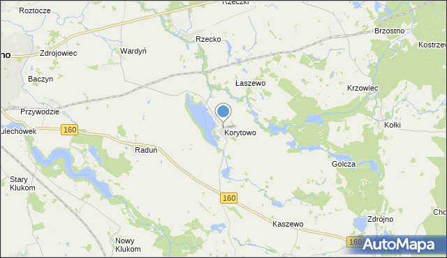 mapa Korytowo, Korytowo gmina Choszczno na mapie Targeo