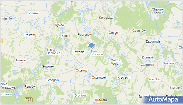 mapa Korzyce, Korzyce na mapie Targeo