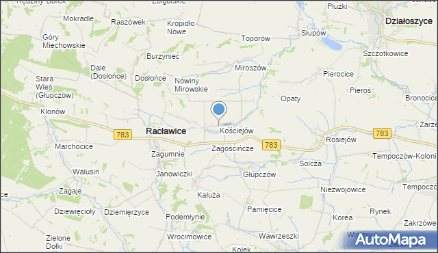 mapa Kościejów, Kościejów na mapie Targeo