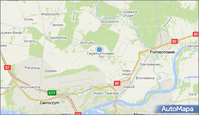 mapa Kosewo, Kosewo gmina Pomiechówek na mapie Targeo