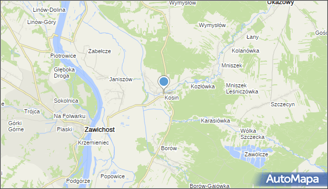 mapa Kosin, Kosin gmina Annopol na mapie Targeo