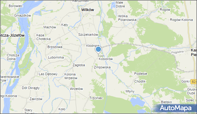 mapa Kosiorów, Kosiorów gmina Wilków na mapie Targeo